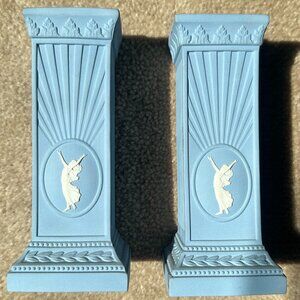 Wedgwood Candle holders - antique-  blue jasperware